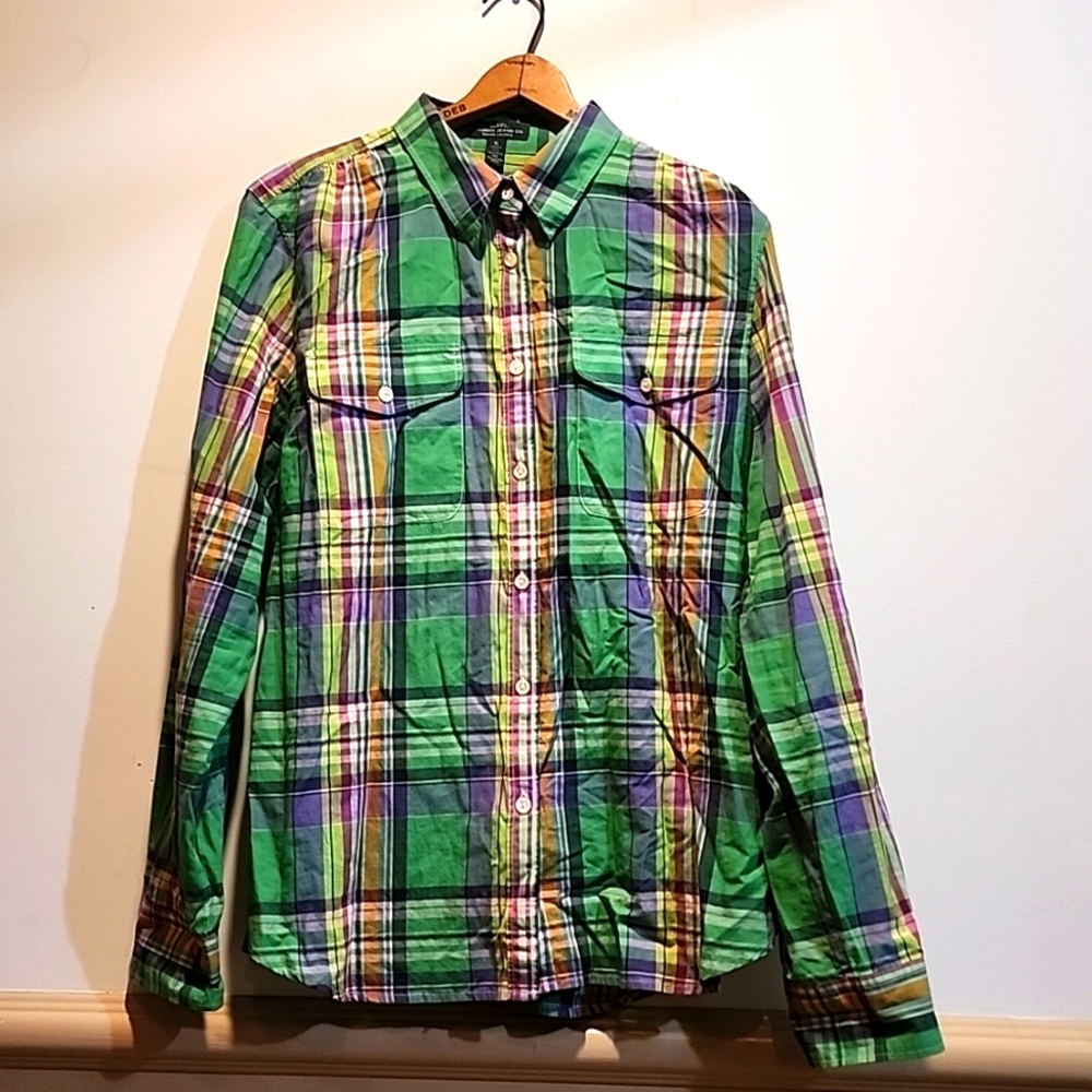 Lauren Jeans Co. Lauren Ralph Lauren  green plad shirt. XL